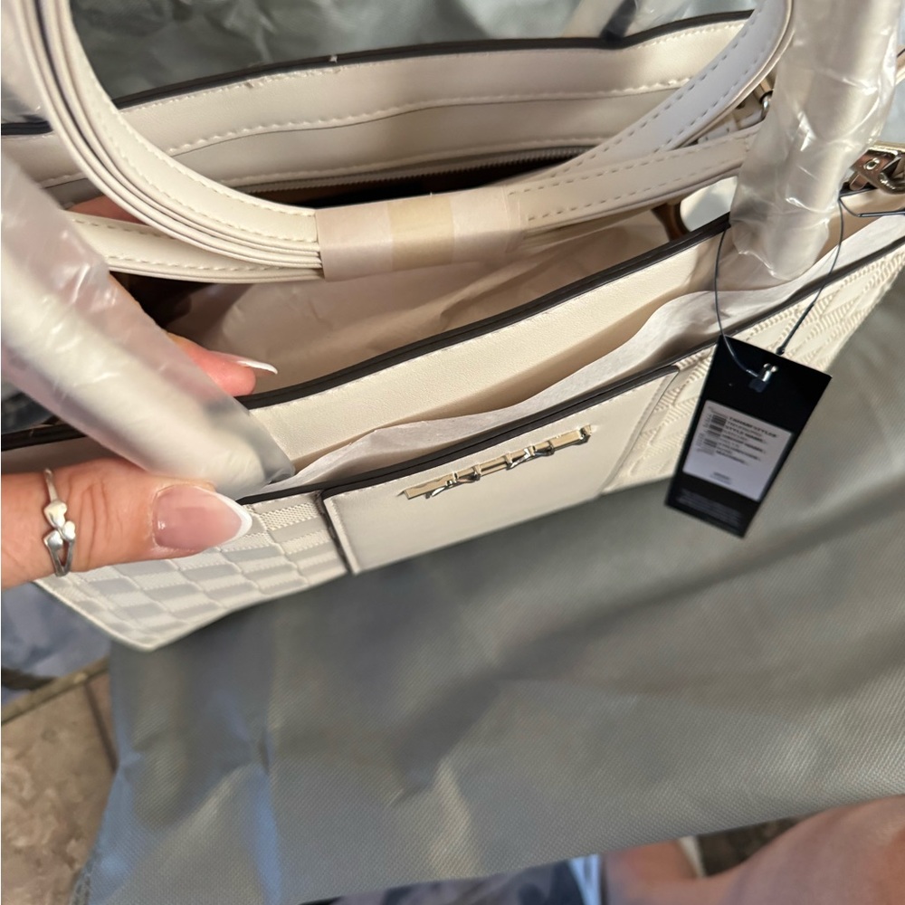Tahari Ivory Checkered Satchel - Picture 4 of 13